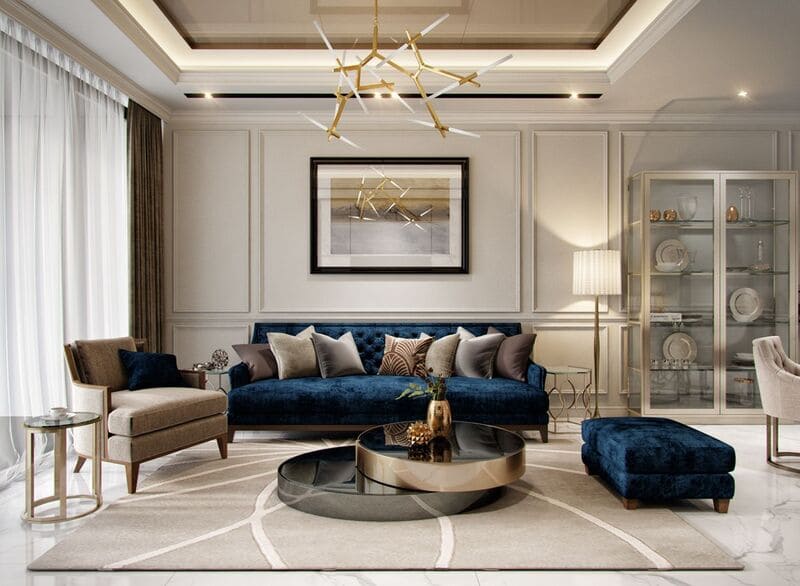 thiết kế nội thất luxury phòng khách - Crystal Design TPL