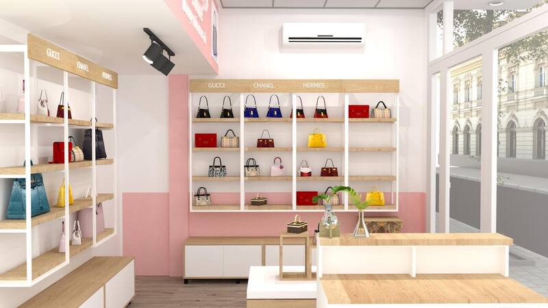 thiết kế nội thất shop túi xách