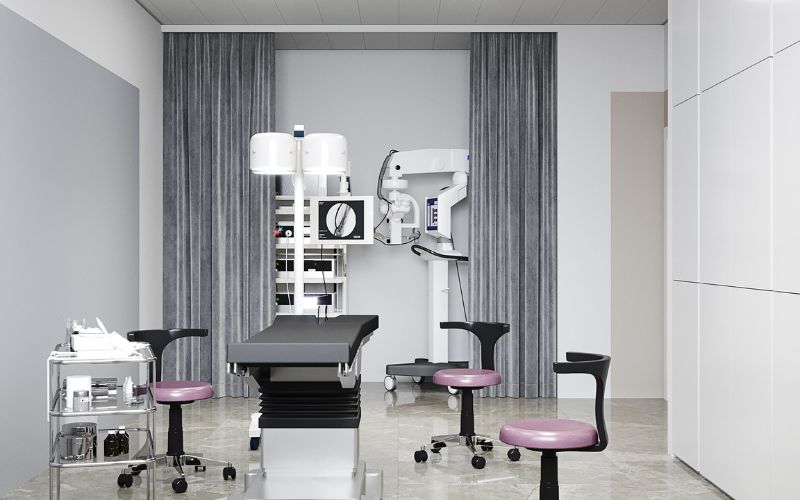Phòng khám lớn với đầy đủ trang thiết bị hiện đại cho các xét nghiệm, điều trị chuyên môn cao 