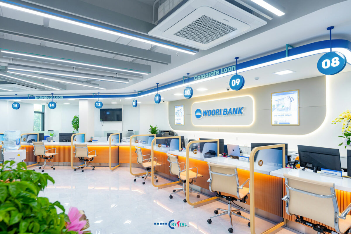 Thiết kế nội thất văn phòng phong cách tài chính ngân hàng tại Woori Bank Starlake