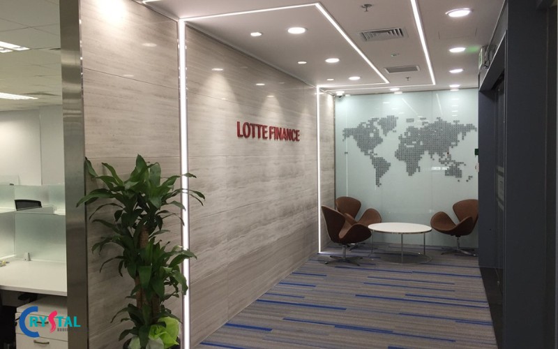 Logo Lotte Finance và bản đồ văn phòng để nhận diện thương hiệu