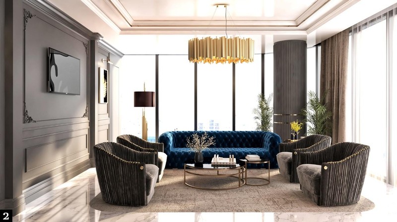 Bàn sofa rộng lớn trong văn phòng cổ điển dành cho tiếp đón khách quý và họp nhóm nhỏ