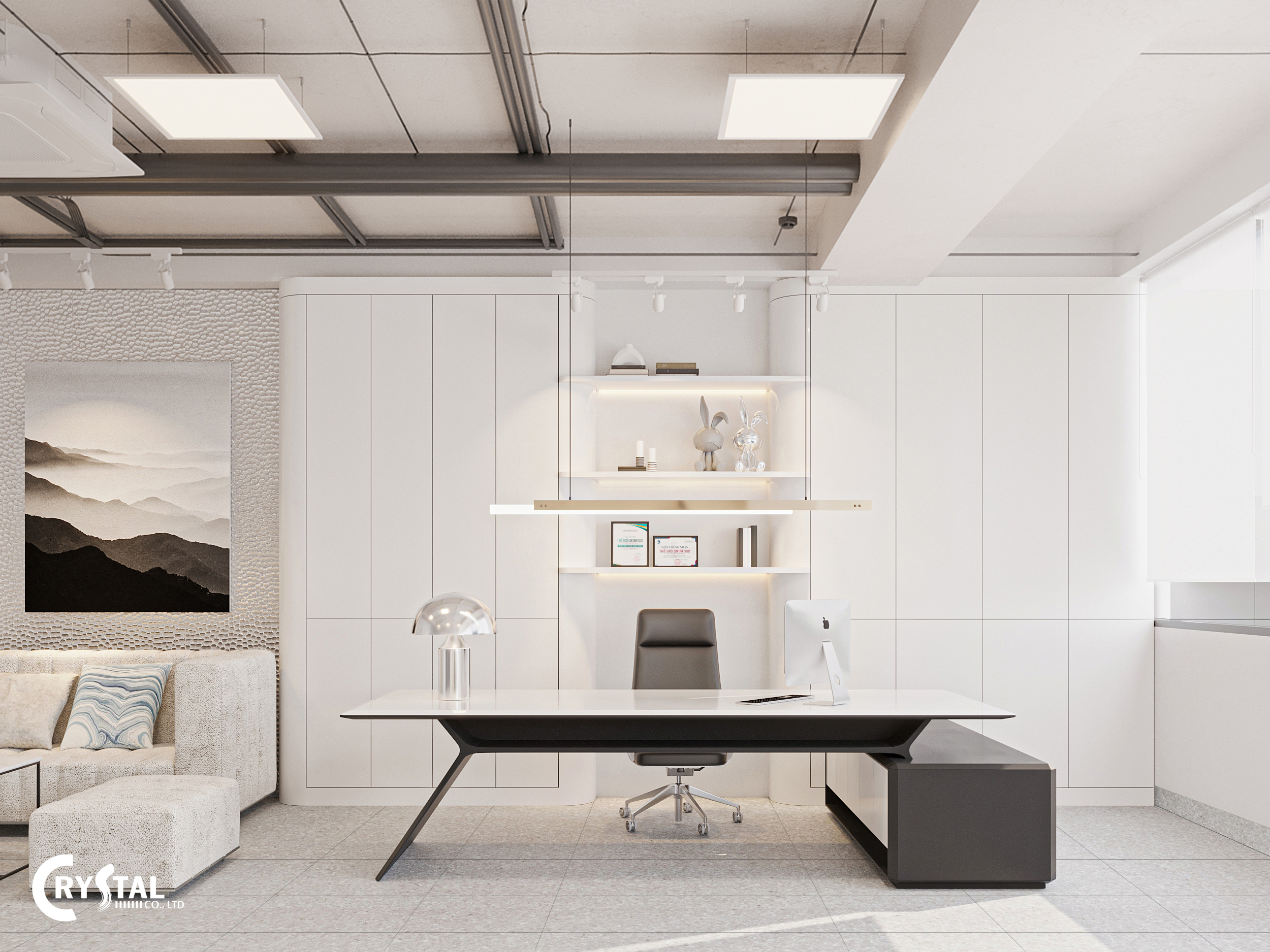 Bố trí bộ ghế sofa văng nỉ trong phòng giám đốc
