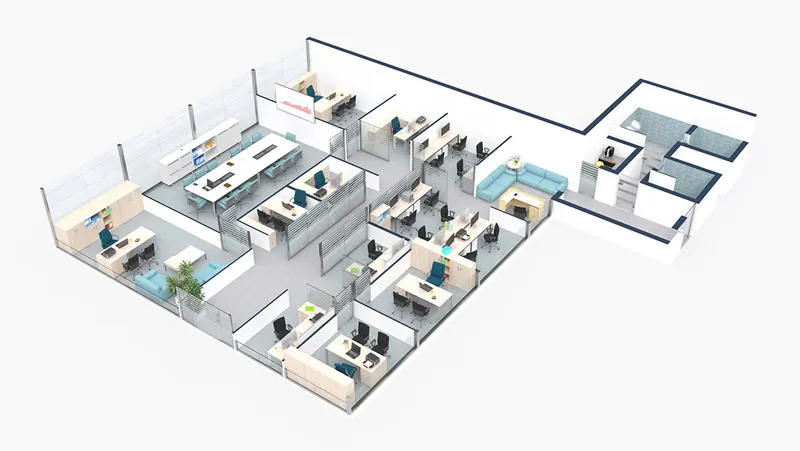 Bản vẽ phối cảnh 3D thiết kế văn phòng