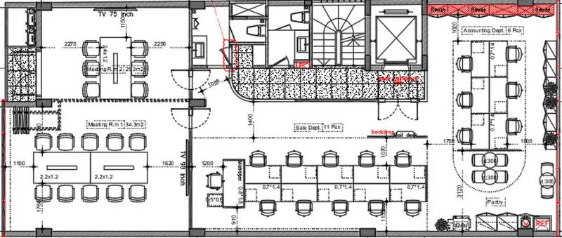 Bản vẽ phác thảo thiết kế văn phòng