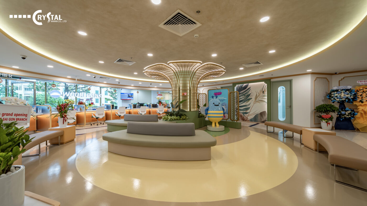 Thiết kế nội thất văn phòng phong cách Indochine đương đại tại Woori Bank Tây Sài Gòn