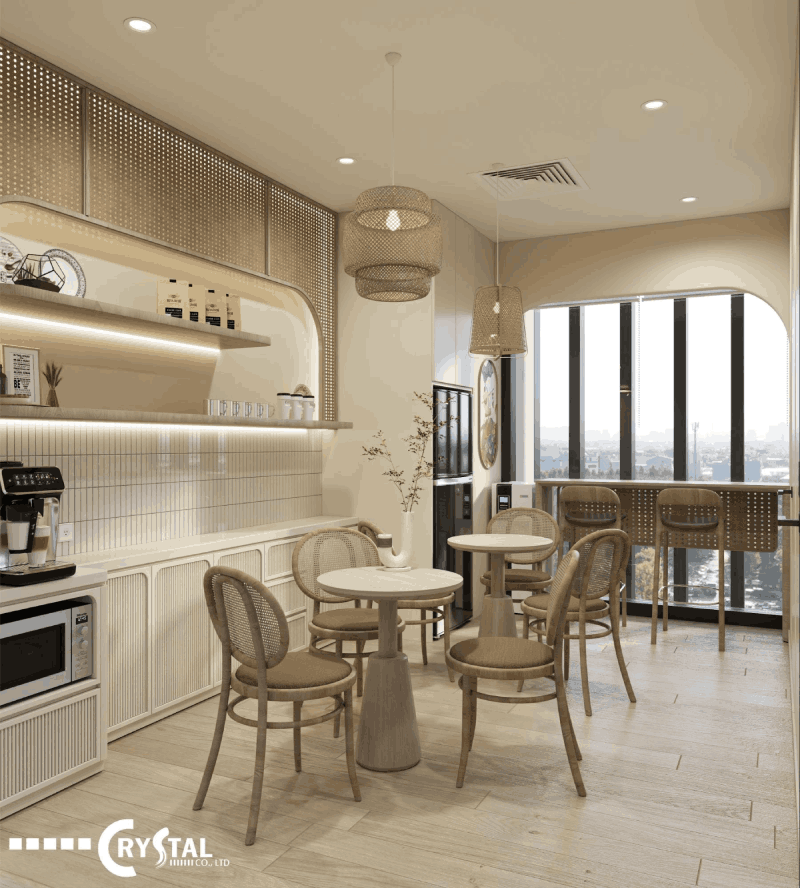 Khu vực pantry tại văn phòng công ty bất động sản