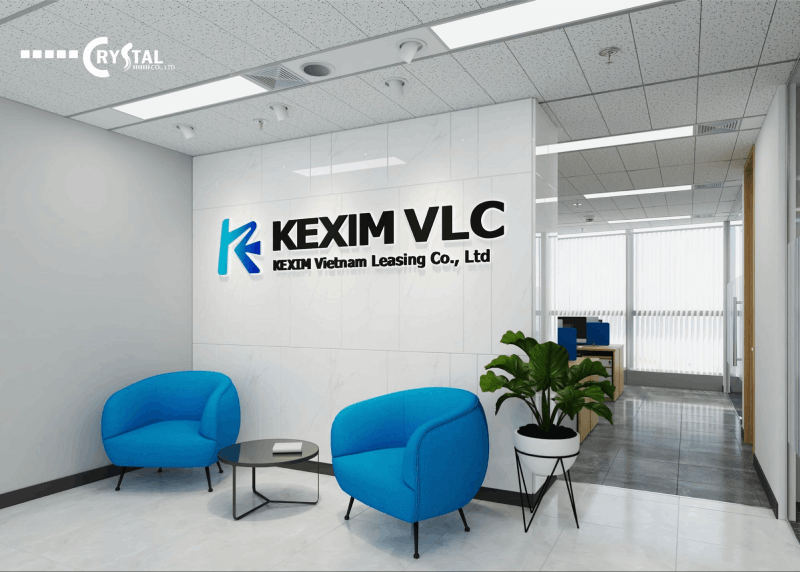 Văn phòng KEXIM có sảnh chờ mang màu sắc nhận diện thương hiệu