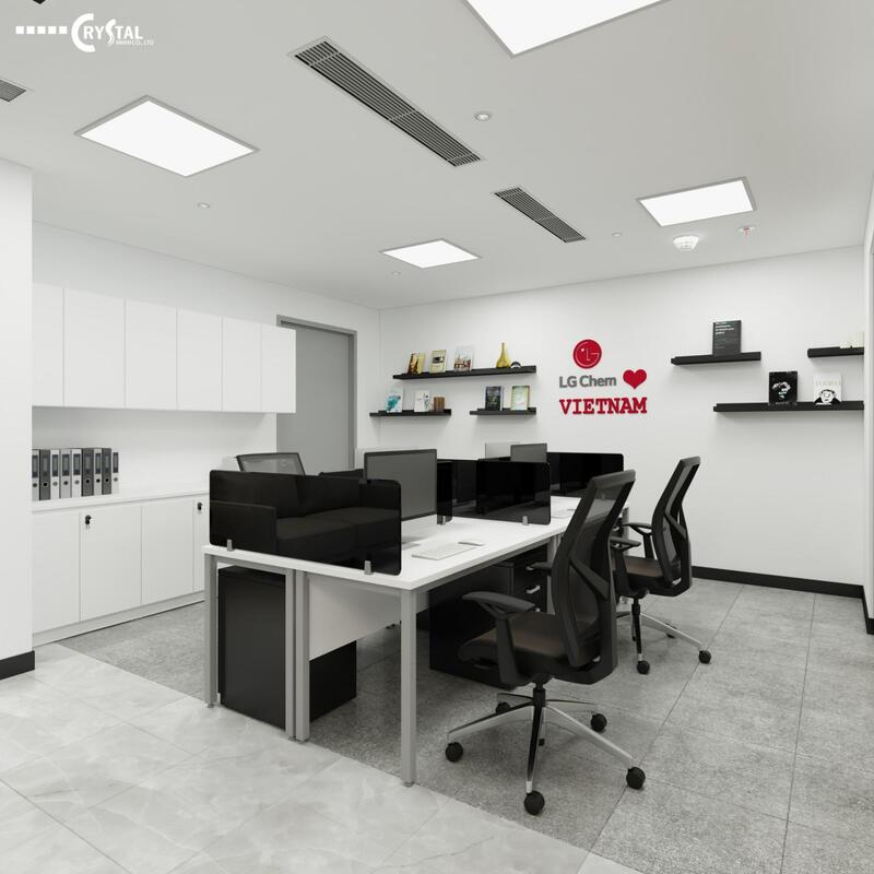 thiết kế văn phòng 40m2 với gam màu trung tính và tối giản