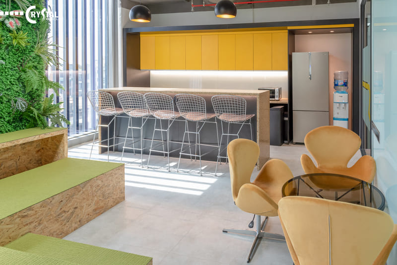 Thiết kế văn phòng 40m2 nên đảm bảo khu vực party phải là nơi có nhiều ánh sáng