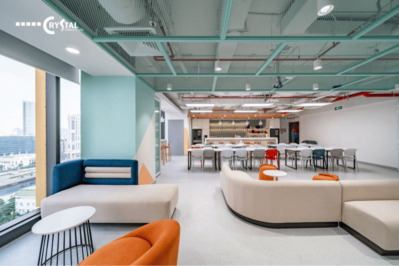 Khi thiết kế nội thất tòa nhà văn phòng cho Etown Central, Crystal Design TPL đã chia các khu vực rõ ràng.