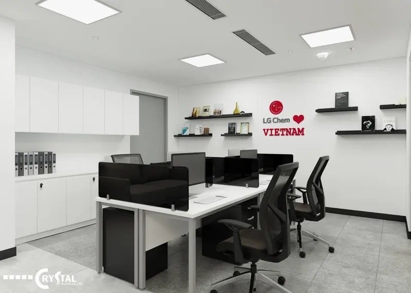 Không gian làm việc LG Chem được bố trí nội thất văn phòng chuyên nghiệp bởi Crystal Design TPL.
