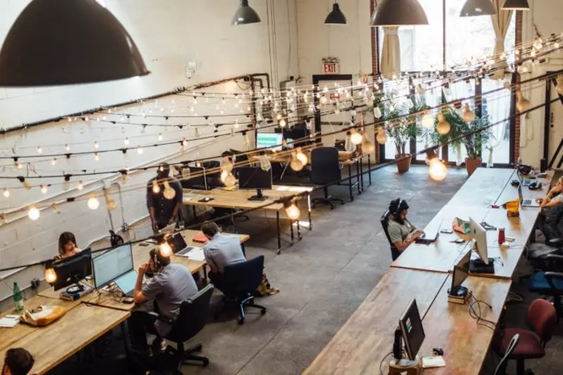 Thiết kế Coworking Space theo phong cách Bắc Âu, tận dụng tối đa ánh sáng tự nhiên và không gian mở.