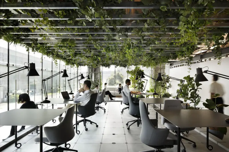 Không gian xanh mát, sáng tạo và gần gũi thiên nhiên của mô hình Coworking Space.