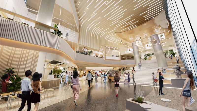 Kiến trúc thông tầng nhấn mạnh sự hoành tráng, thêm điểm nhấn từ hệ ánh sáng nghệ thuật và không gian bậc ngồi thư giãn đầy sáng tạo. (Nguồn: Internet)