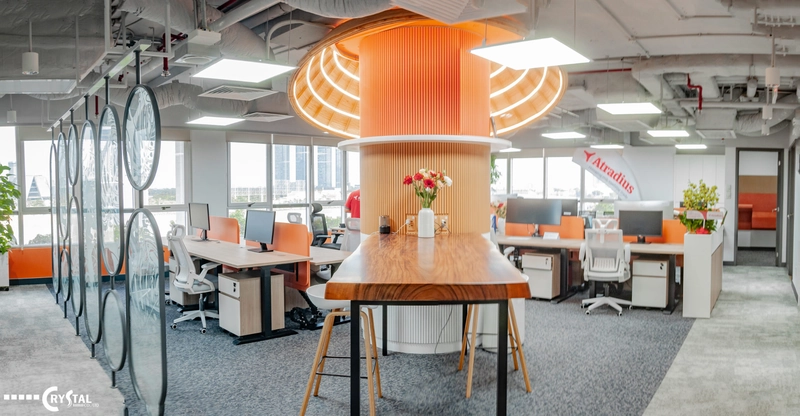 contemporary interior design style with neutral tones and bold accents