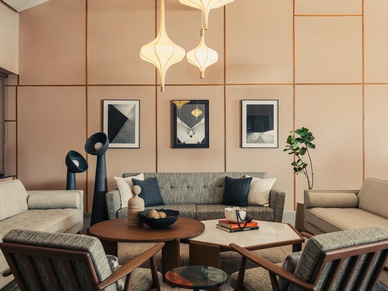 contemporary interior design with mixed materials and character