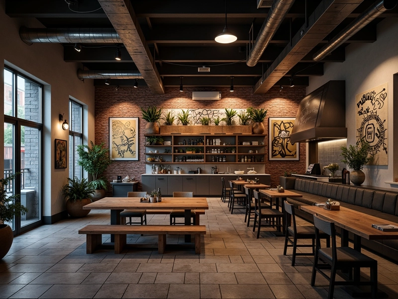 industrial style lighting with metal fixtures and warm glow