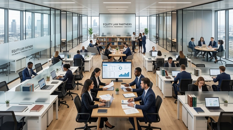 law firm office interior design inspired by hospitality reception