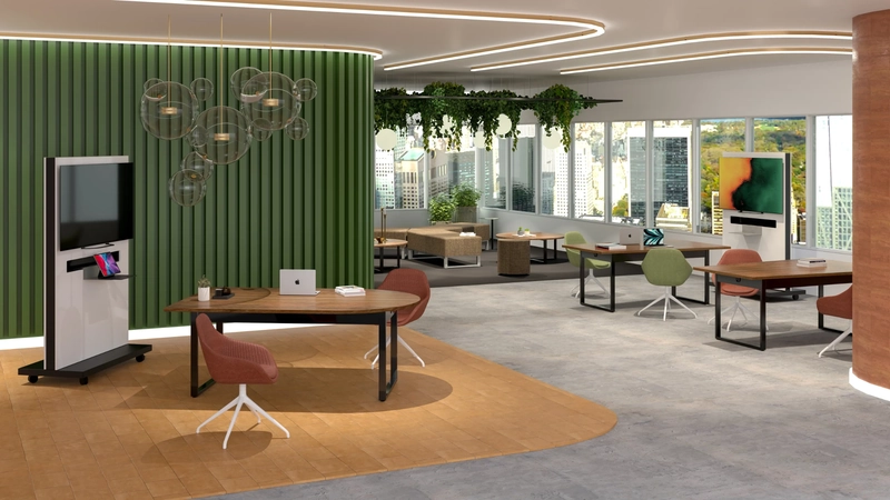 modern office interior design supporting comfort with smart light