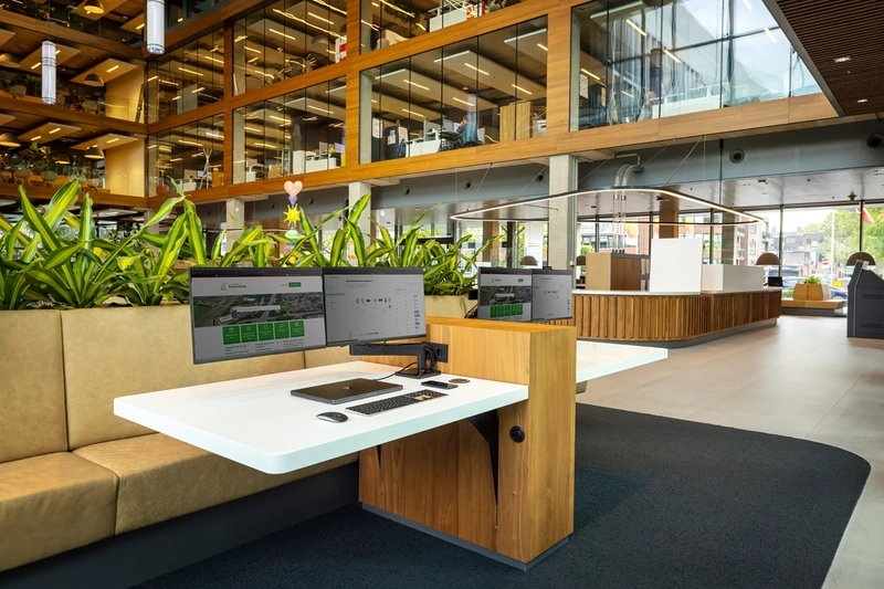 office interior design with clean cable free workstation