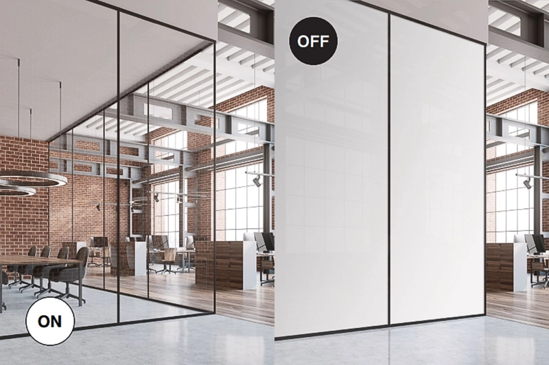 office interior design modern with smart glass meeting room