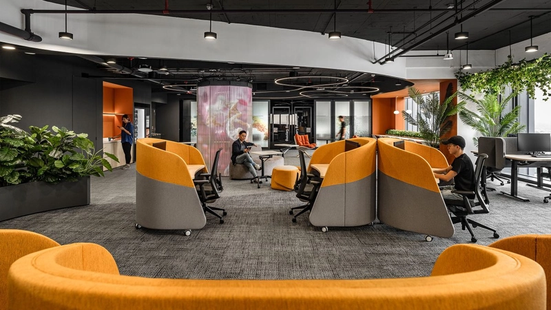 modern interior design for office with energy saving sensors