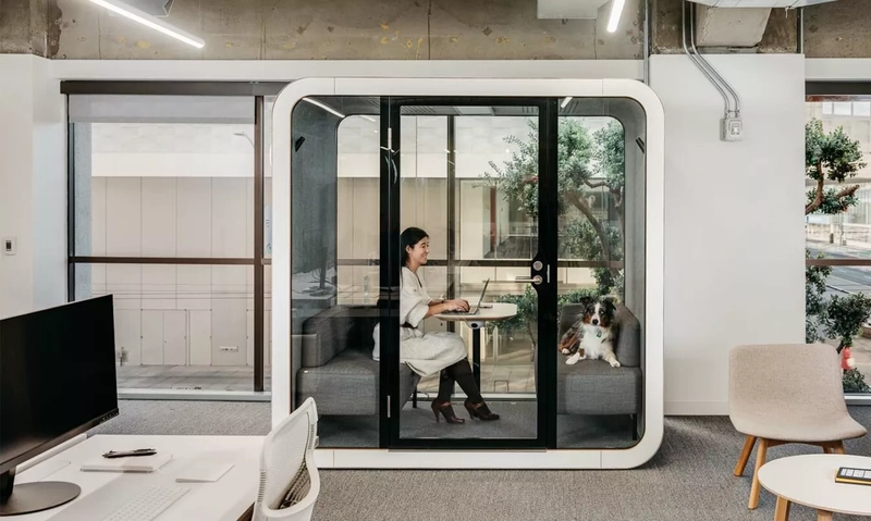 office design interior with automated pod readiness system