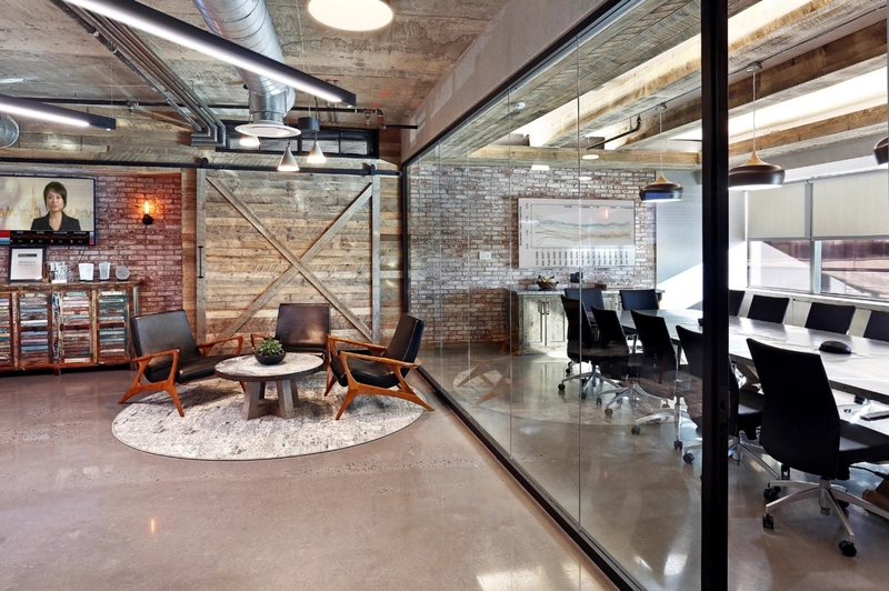 office interior design modern blending raw floor and soft comfort