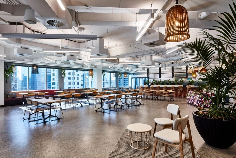 office design interior with livable industrial floor texture mix