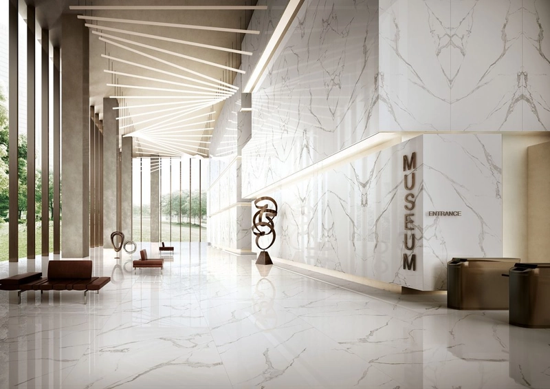 modern office interior design with refined beige material mix