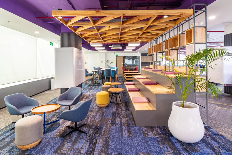 office design interior focused on reusable furniture lifecycle