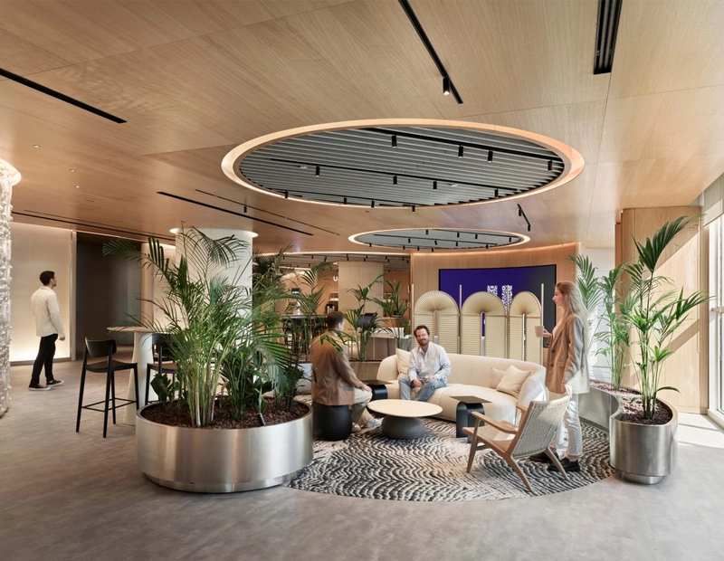 modern office interior design with balanced natural finishes