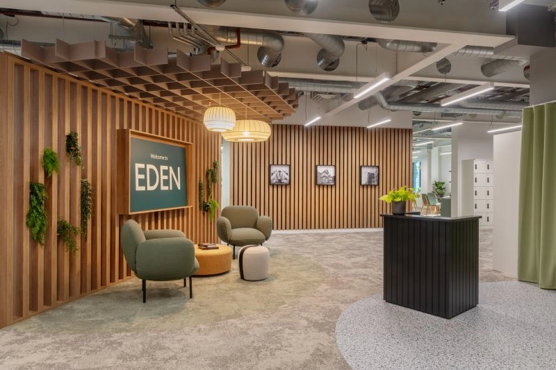 modern contemporary office interior design with sustainable surfaces