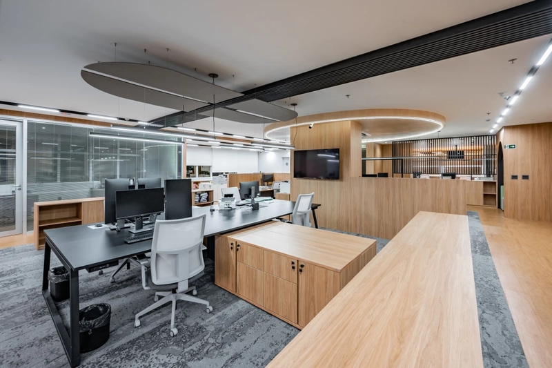 Các khu vực được phân chia theo hệ đèn, thảm trải sàn, vách ngăn hở, loại bỏ hoàn toàn các bức tường kín đển không gian thông thoáng, rộng rãi (Nguồn: Internet)