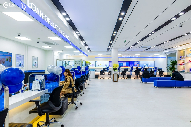 Sảnh chờ kết hợp khu vực tiếp nhận, xử lý hồ sơ, không gian đặc biệt thông thoáng (Nguồn: Deco Crystal)