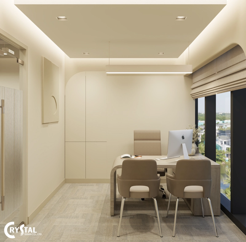 Không gian làm việc của lãnh đạo, khu vực tiếp khách VIP,... nên sử dụng vật liệu và nội thất cao cấp hơn (Nguồn: Deco Crystal) 