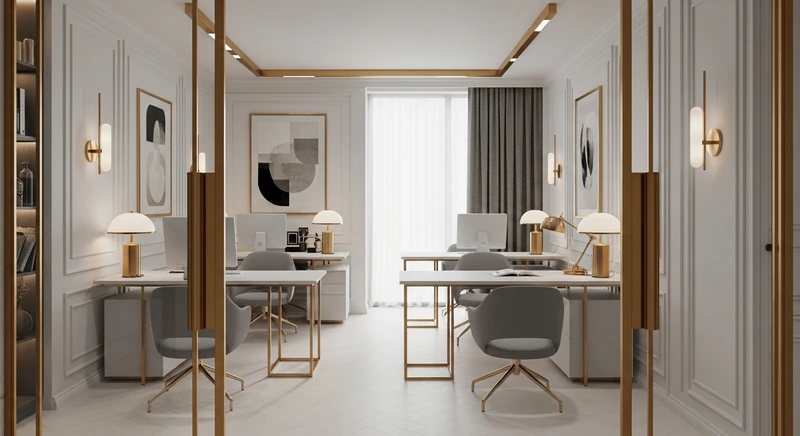 Mẫu văn phòng 80m2 tối giản (Nguồn: Internet) 