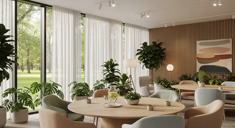 Mẫu văn phòng 80m2 theo phong cách Biophilic (Nguồn: Internet)