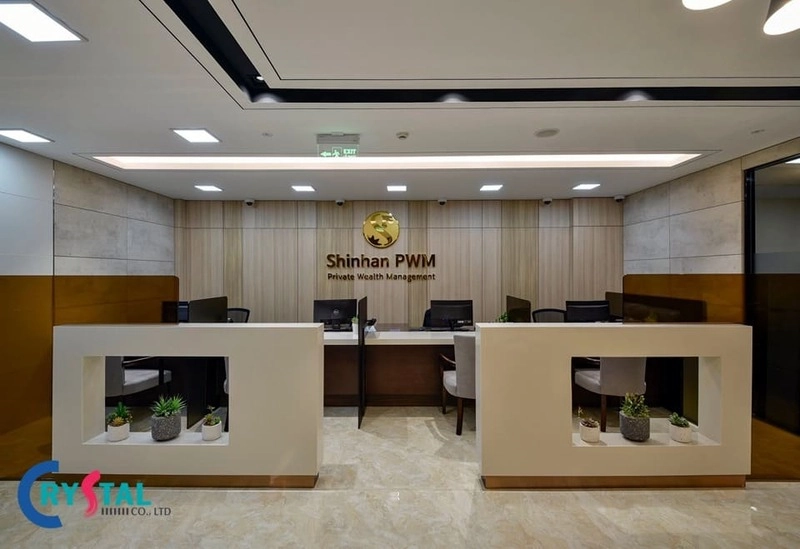 Công trình thiết kế văn phòng giao dịch do Crystal Design TPL trực tiếp sản xuất và lắp đặt nội thất