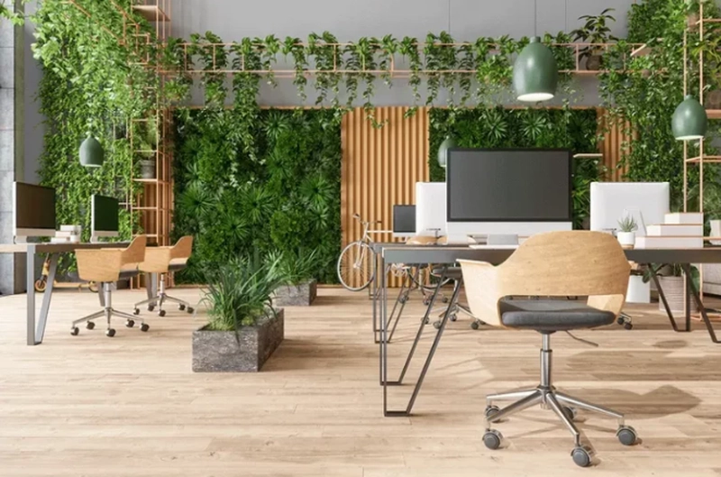 Phong cách Eco tạo nên không gian xanh và trong lành cho văn phòng làm việc.