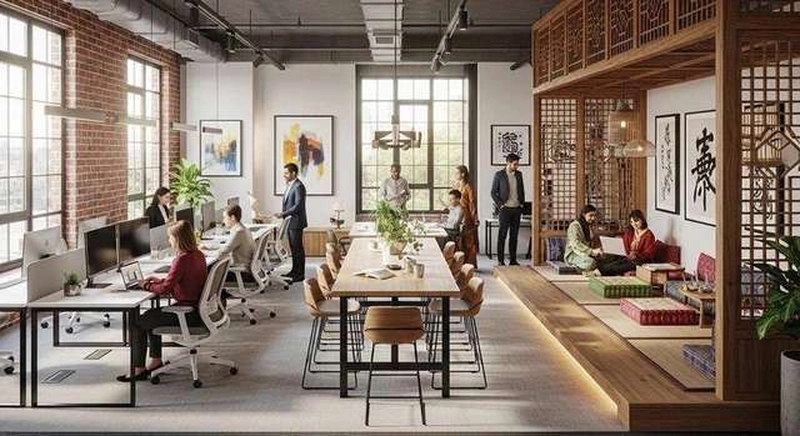 Thiết kế văn phòng 90m2 hiện đại: đủ diện tích cho cả năm khu chức năng mà vẫn giữ được chỗ ngồi (Ảnh tham khảo)